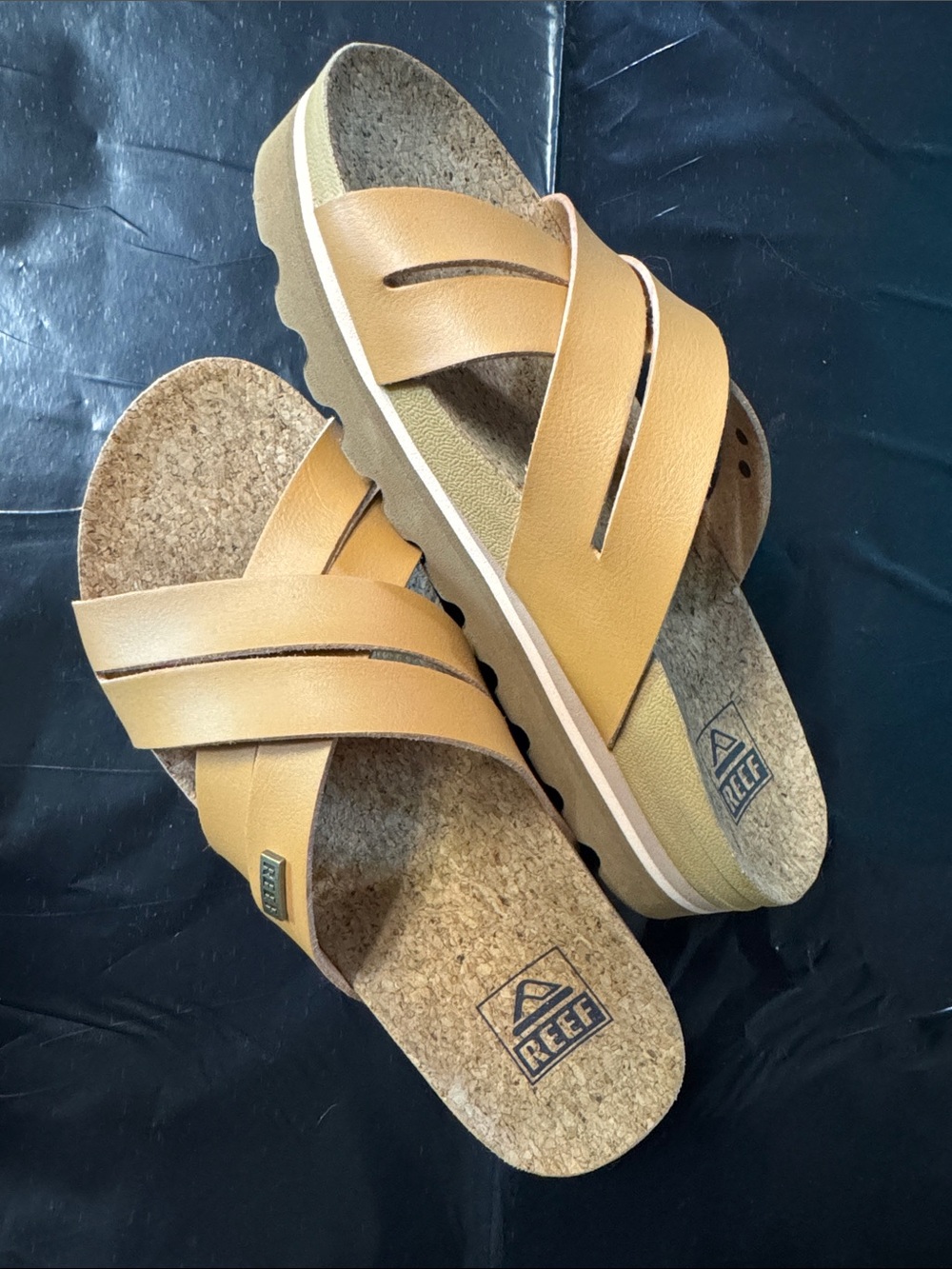 Reef Tan Crossover Slide Sandals